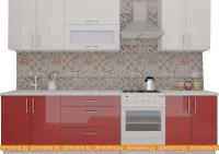 Кухня ВерсоМебель ВерсоЛайн 4-2.4 (белый 001/бургундский 602) картинка