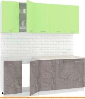 Кухня Кортекс-мебель Корнелия Лира 2.0м (зеленый/оникс/мадрид) картинка