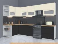 Кухня Интерлиния Мила Матте 1.5x3.1 Б левая (слоновая кость/пепел/травертин с.) картинка