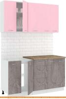 Кухня Кортекс-мебель Корнелия Лира 1.5м (розовый/оникс/мадрид) картинка