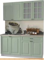Кухня Интерлиния Мила Деко 1.6 А (мята/травертин серый) картинка