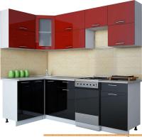Кухня Интерлиния Мила Gloss 50-12x24 (бордовый/черный глянец) картинка