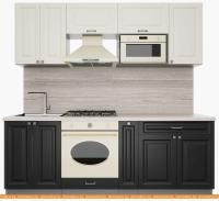 Кухня Интерлиния Мила Деко 2.2 (слоновая кость-пепел-травертин серый) картинка