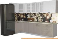 Кухня Интерлиния Мила Деко 1.2x3.1 (белый/луна/травертин серый) картинка