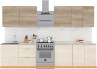 Кухня Интермебель Микс Топ-39 2.6м (дуб каньон-вудлайн кремовый-венато) картинка