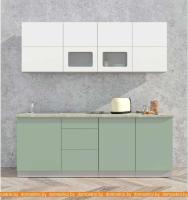 Кухня Интерлиния Мила Матте 2.1 А (белый/мята/опал светлый) картинка