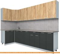 Кухня Интерлиния Мила Лайт 1.2x3.0 (дуб золотой-антрацит-дуб бунратти) картинка