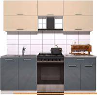 Кухня Интерлиния Мила Gloss 60-21 (ваниль/асфальт глянец) картинка