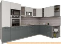 Кухня Интерлиния Мила Gloss 1.88x3.2 правая (белый-асфальт) картинка