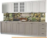 Кухня Интерлиния Мила Деко 2.8 А (белый/луна/травертин серый) картинка