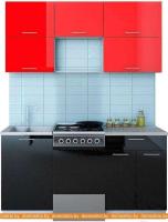 Кухня Интерлиния Мила Gloss 50-16 (красный/черный) картинка