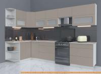 Кухня Интерлиния Мила Матте 1.5x3.2 Б левая (луна/луна/травертин серый) картинка