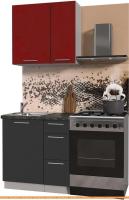 Кухня Интерлиния Мила Пластик 0.8 А (антрацит гл/красный гл/кастилло темный) картинка