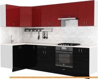 Кухня S-Company Клео глосc 1.2x2.9 левая (черный глянец/бургундский глянец) картинка