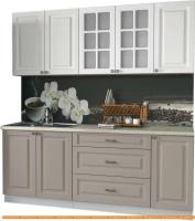 Кухня Интерлиния Мила Деко 2.0 Б (белый/луна/травертин серый) картинка