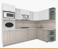 Кухня Интерлиния Мила Деко 1.68x2.8 правая (белый-луна-травертин серый) картинка
