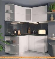 Кухня Интерлиния Мила Матте 1.5x1.4 А левая (белый/белый/кастилло тёмный) картинка