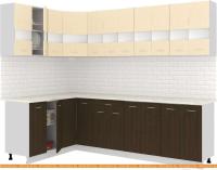 Кухня Кортекс-мебель Корнелия Экстра 1.5x2.7м (венге светлый/венге/королевский опал) картинка