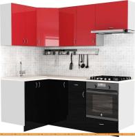 Кухня S-Company Клео глоcс 1.2x2.0 левая (черный глянец/красный глянец) картинка