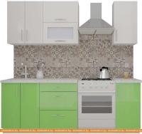 Кухня ВерсоМебель ВерсоЛайн 4-1.6 (белый 001/яблоко 005) картинка