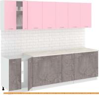 Кухня Кортекс-мебель Корнелия Лира 2.6м (розовый/оникс/королевский опал) картинка