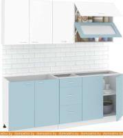 Кухня Кортекс-мебель Корнелия Мара 2.0 без столешницы (белый/голубой) картинка
