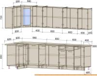 Кухня Интерлиния Мила 12x28 (антрацит/серебро) картинка