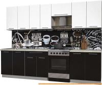 Кухня Интерлиния Мила Пластик 2.9 А (черный глянец/белый глянец/опал светлый) картинка