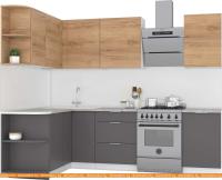 Кухня Интермебель Микс Топ-12 2x1.5м левая (дуб крафт зол-графит серый-ателье св.) картинка