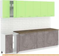 Кухня Кортекс-мебель Корнелия Лира 2.6м (зеленый/оникс/мадрид) картинка