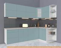 Кухня Интерлиния Мила Матте 1.5x2.9 А правая (океан/океан/травертин серый) картинка