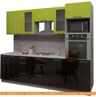 Кухня Интерлиния Мила Gloss 2.8 (яблоня-черный) картинка