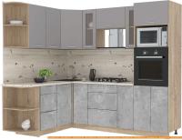 Кухня Интерлиния Мила 1.88x2.4 левая (серебристый-бетон-бискайская сосна) картинка