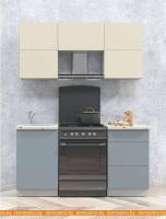 Кухня Интерлиния Мила Матте 1.6 Б (слоновая кость/океан/опал светлый) картинка