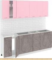 Кухня Кортекс-мебель Корнелия Лира 2.2 без столешницы (розовый/оникс) картинка