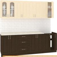 Кухня Кортекс-мебель Корнелия Ретро 2.3м (венге светлый/венге/королевский опал) картинка