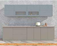 Кухня Интерлиния Мила Матте 3.0 А (океан/луна/травертин серый) картинка