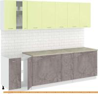 Кухня Кортекс-мебель Корнелия Лира 2.6м (салатовый/оникс/марсель) картинка