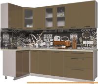 Кухня Интерлиния Мила Пластик 1.2x2.5 (капучино глянец/опал светлый) картинка