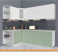 Кухня Интерлиния Мила Матте 1.5x2.4 А левая (белый/мята/опал светлый) картинка
