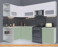 Кухня Интерлиния Мила Матте 1.5x2.6 Б левая (белый-мята-опал светлый) картинка