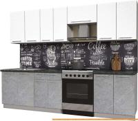 Кухня Интерлиния Мила Пластик 2.7 А (мрамор/белый глянец/кастилло темный) картинка