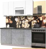 Кухня Интерлиния Мила Пластик 1.6 В (мрамор глянец/белый глянец/кастилло темн.) картинка