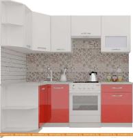 Кухня ВерсоМебель ЭкоЛайт-6 1.2x2.2 правая (белый/красный) картинка