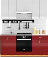 Кухня Сивирин-Компани Клео глосс 1.8 (бургундский глянец\белый глянец) картинка