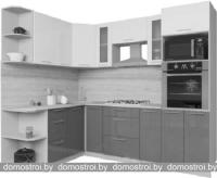 Кухня Интерлиния Мила Gloss 1.68x2.4 левая (белый-асфальт) картинка