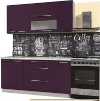 Кухня Интерлиния Мила Пластик 1.7 В (слива глянец/слива глянец/опал светлый) картинка