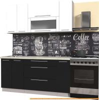 Кухня Интерлиния Мила Пластик 1.7 В (черный глянец/белый глянец/опал светлый) картинка