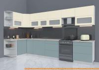 Кухня Интерлиния Мила Матте 1.5x3.7 Б левая (слоновая кость/океан/опал светлый) картинка