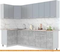 Кухня Интерлиния Мила Лайт 1.2x2.7 (серебристый-бетон-бискайская сосна) картинка